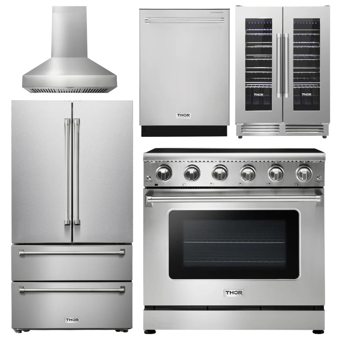 36 Electric Range, Range Hood, Refrigerator, Dishwasher, Wine Cooler H42294