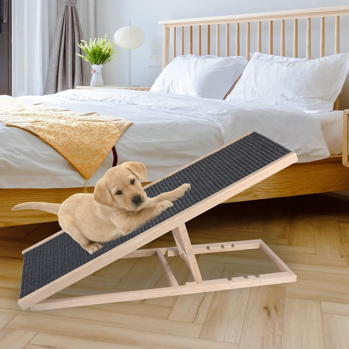 Wooden Pet Ramp with Non Slip Carpet Surface R84826