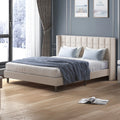 Velvet Wingback Headboard Queen Size Platform Bed Frame M7521