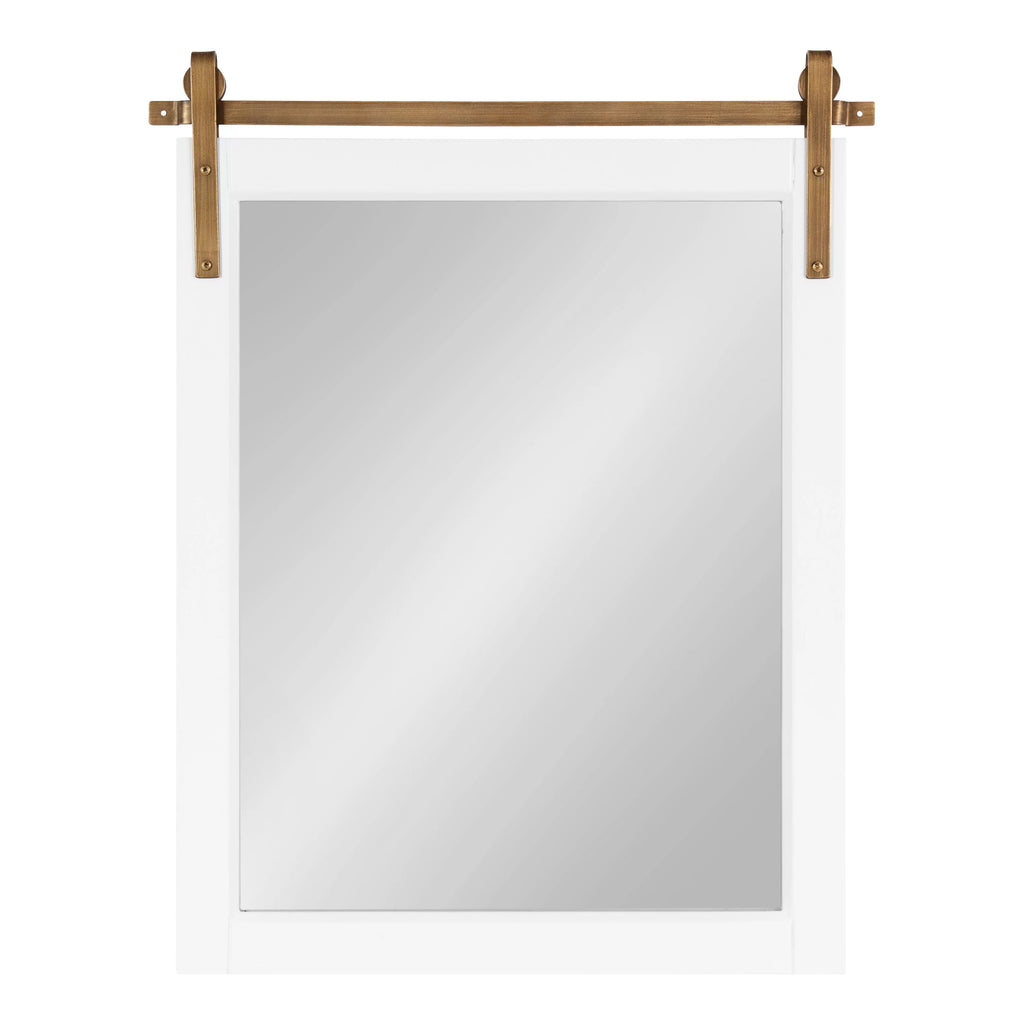 White and Antique Gold Wood Framed Wall Mirror C639818