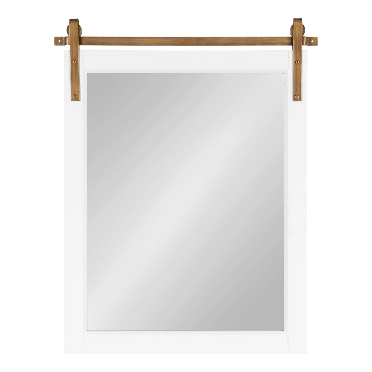 White and Antique Gold Wood Framed Wall Mirror C639818
