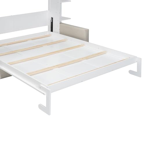Queen Size Gray Murphy Bed with Sofa Cushion Y857752