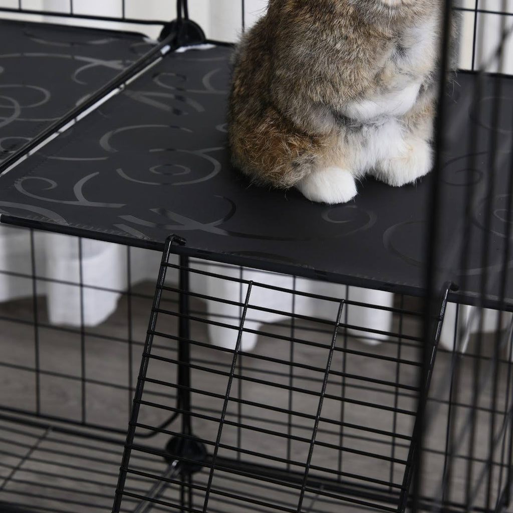 Black Steel Pet Playpen with Trays T22862