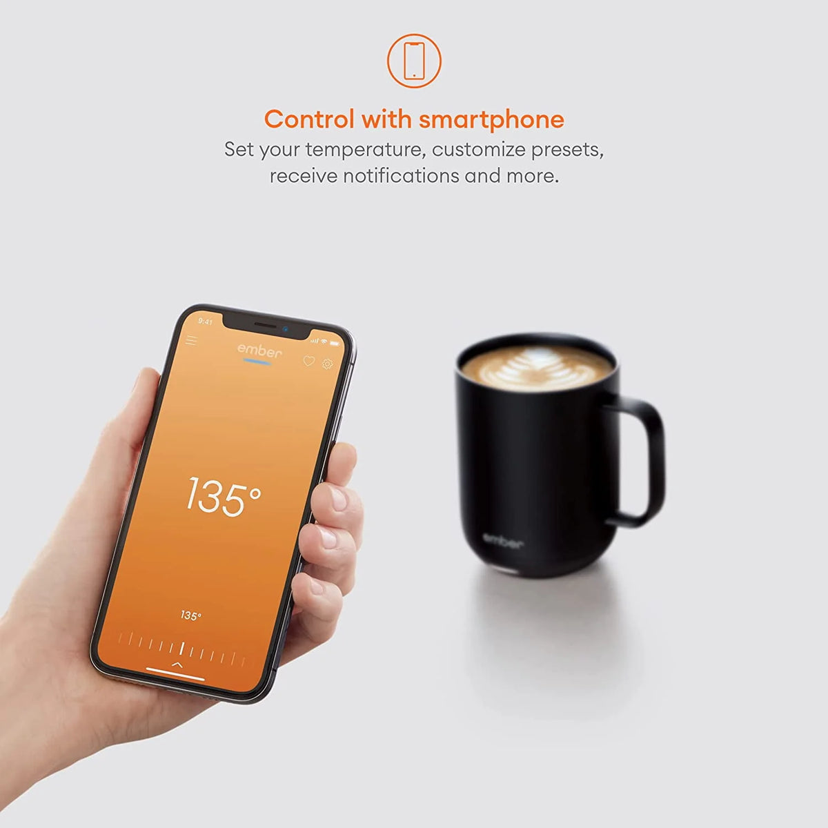 14 oz Grey App Controlled Heated Coffee Mug E3433