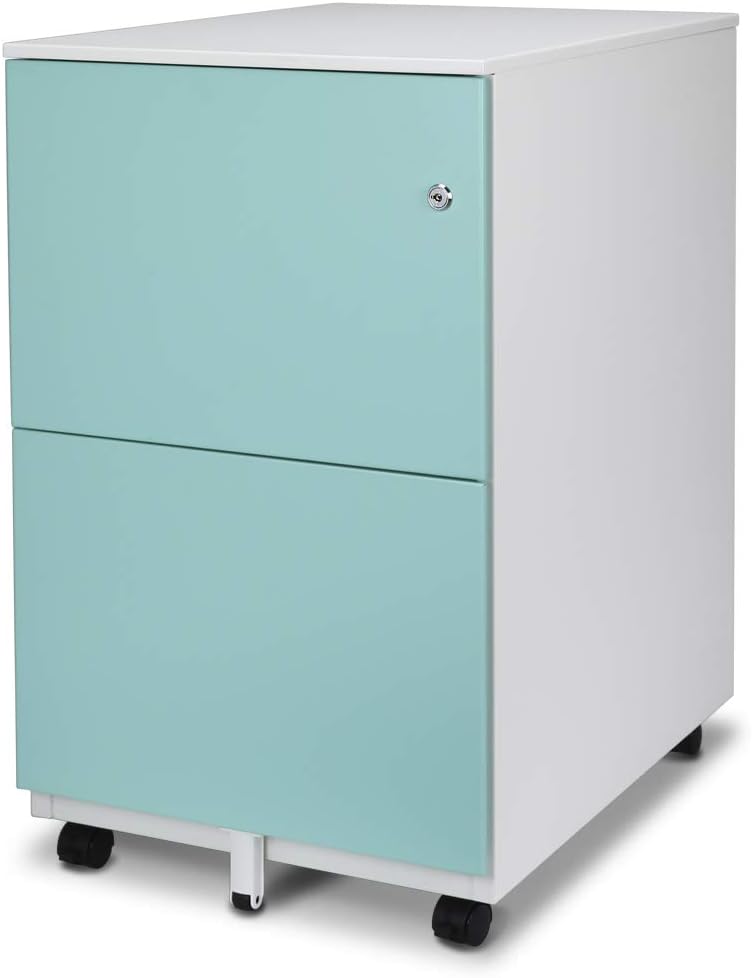 White 2-Drawer Metal File Cabinet with Lock K16863