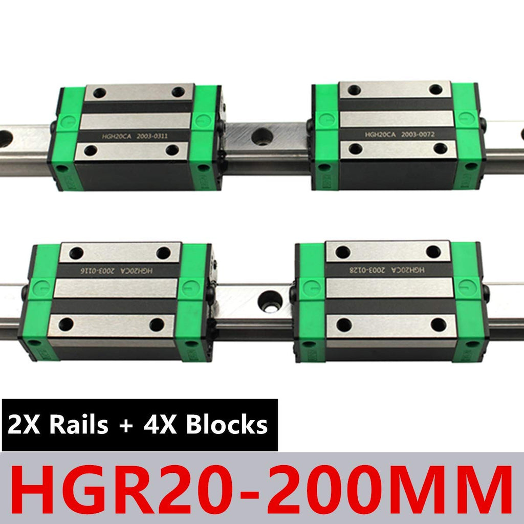 Linear Rail 2X HGR20-1000mm Slide Guideway + 4X HGH20CA Bearing Block Carriage for DIY CNC U5132