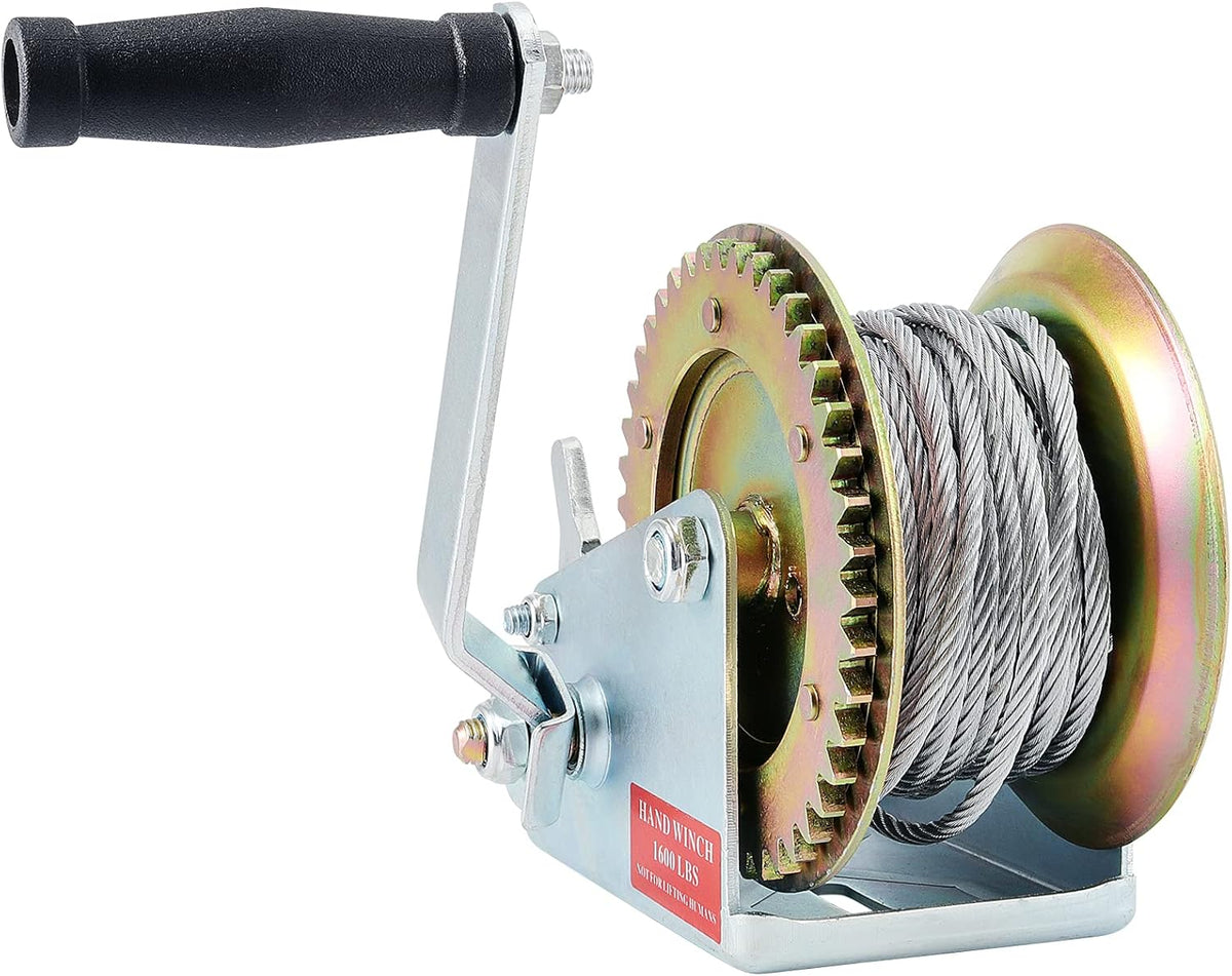 Heavy Duty Hand Winch with 49ft Steel Cable 1600lbs Capacity Pack of 2 K441
