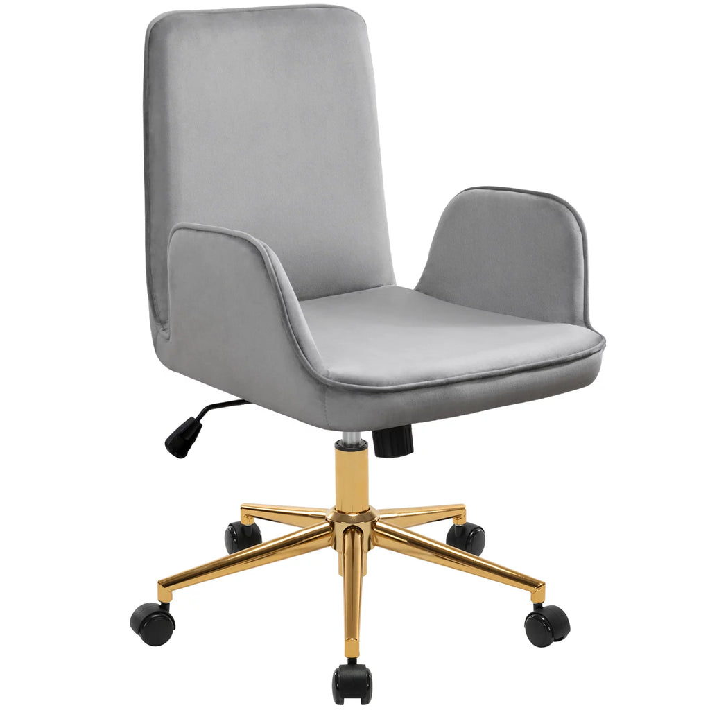 Grey Velvet Upholstered Desk Chair K365