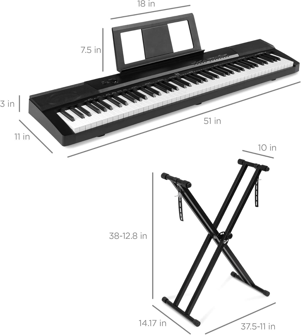 88-Key Full Size Digital Piano Keyboard Set with Semi-Weighted Keys, Stand, Sustain Pedal, Built-In Speakers, Power Supply C380