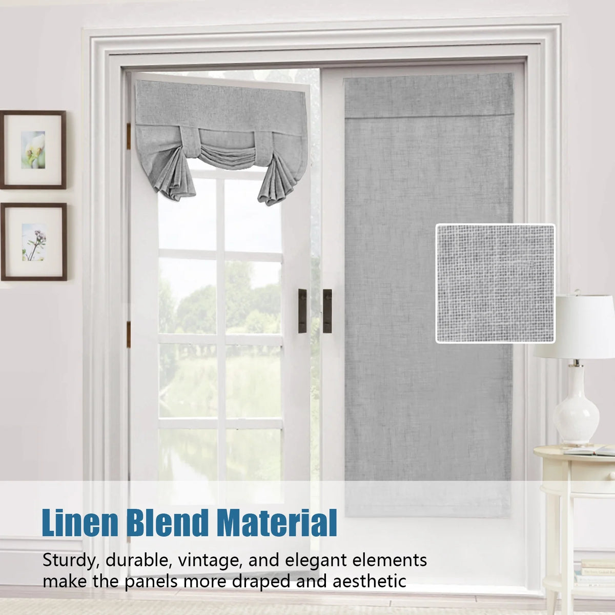 2 Panel Linen Textured Blackout Curtains 26 x 68 Inch Q309