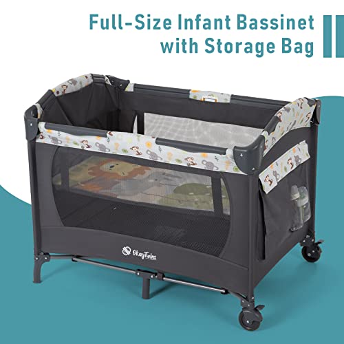 Light Gray Twin Bassinet & Playard with 2 Removable Portable Bassinets Q104502