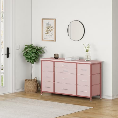 Black 10 Drawer Dresser with Power Outlet V513