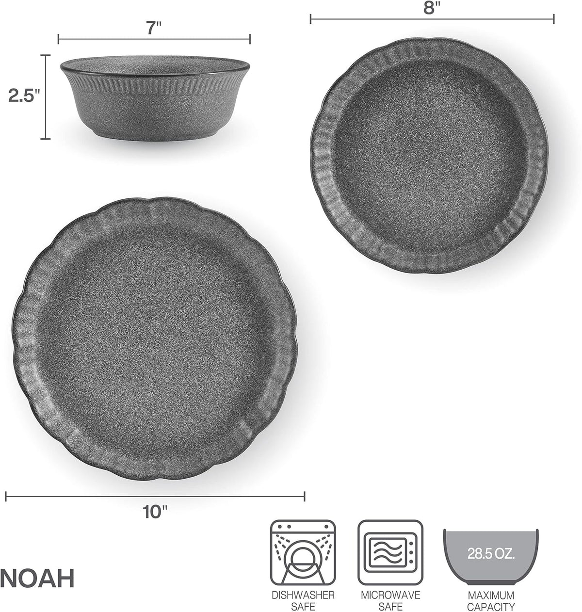 12 Piece Gray Dinnerware Set H3828