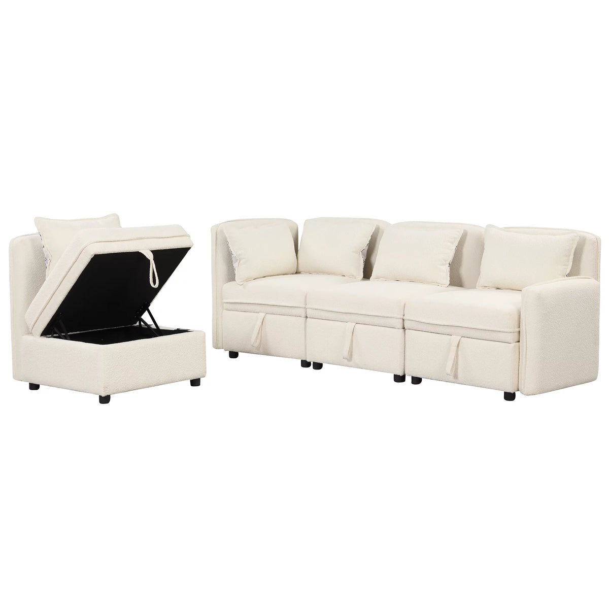 Oversized Chenille Sectional Sofa with Storage N73754