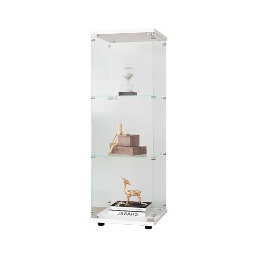 White 3 Shelves Glass Display Cabinet D7644
