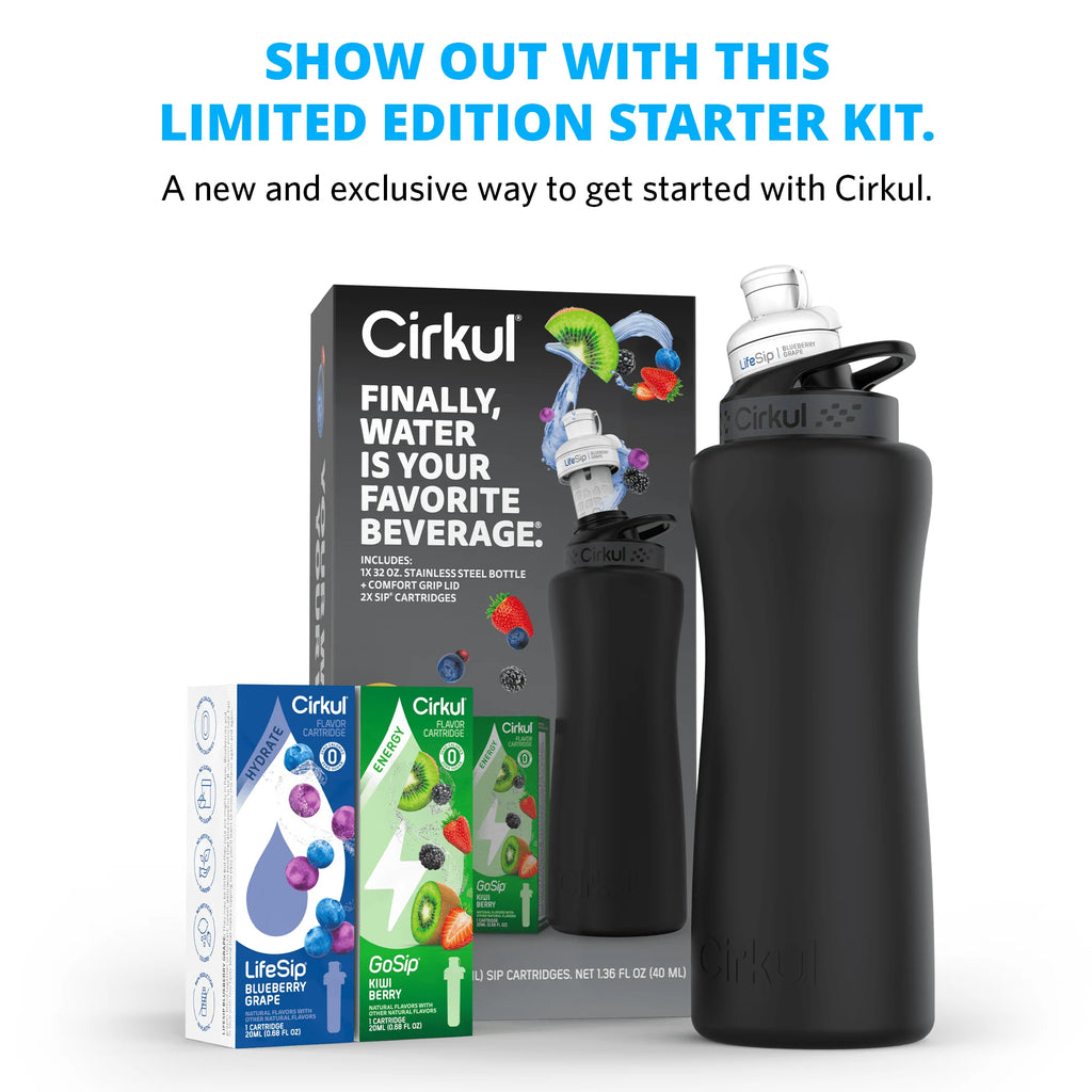 32oz Rose Gold Stainless Steel Water Bottle Starter Kit with Lid and 2 Flavor Cartridges U534492