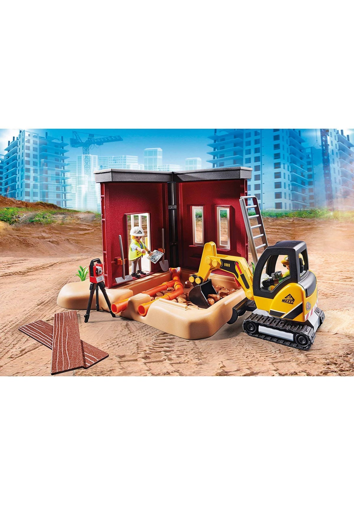 Mini Excavator with Building Section Q12776