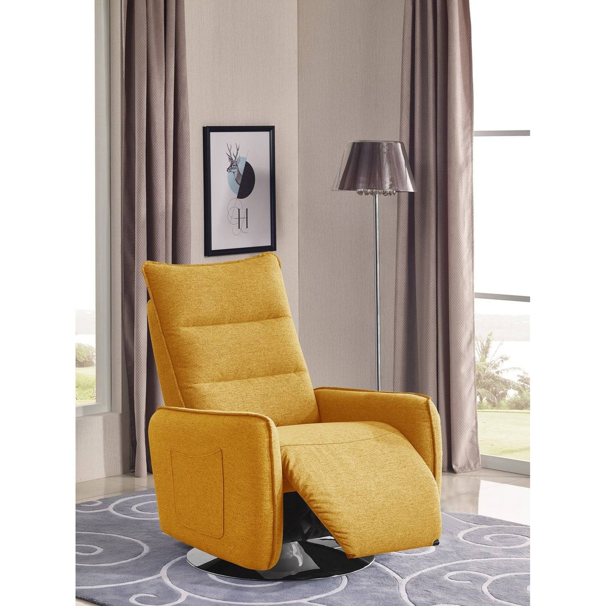 Yellow Swivel Reclining Lounge Chair A824