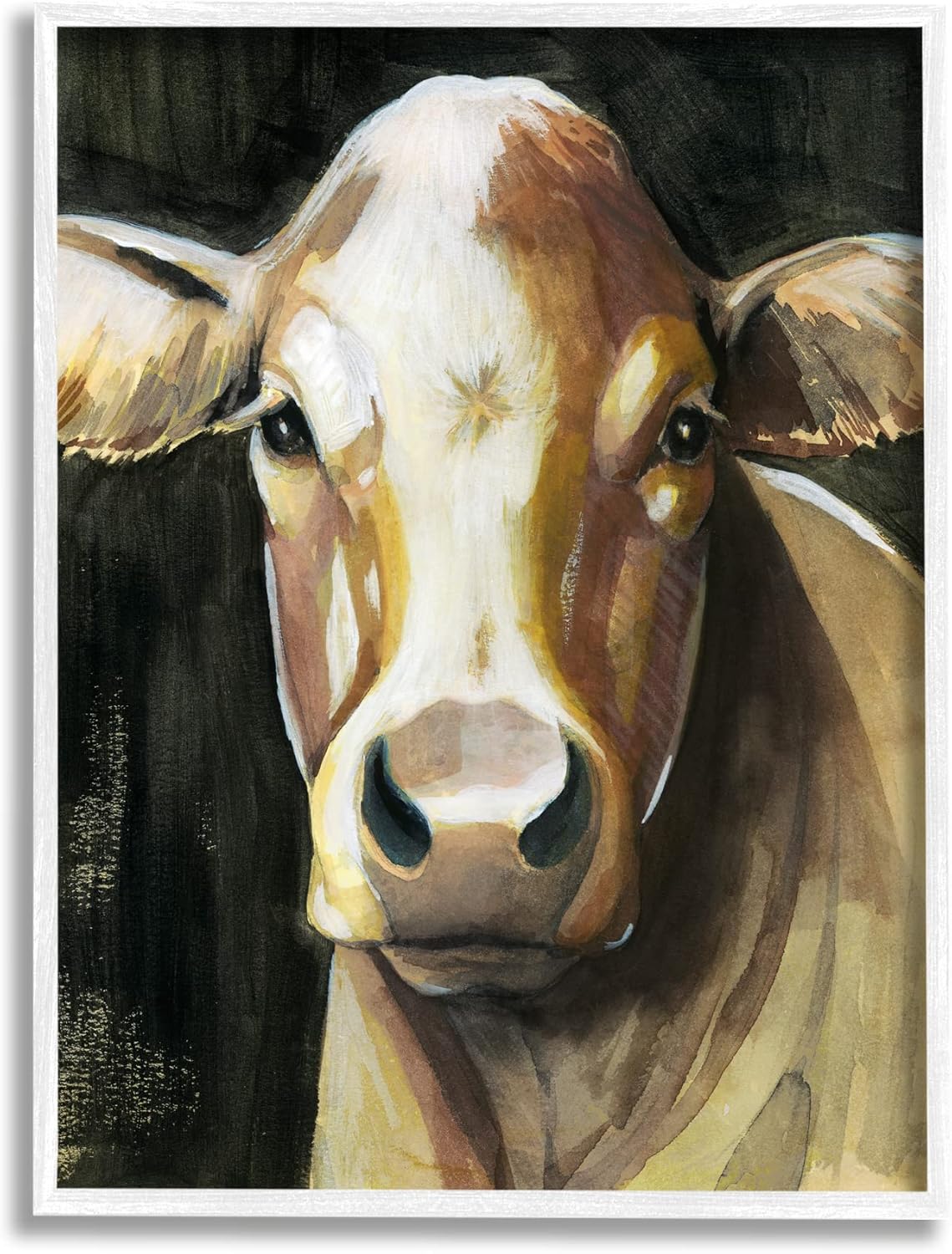Tan Framed Cow Wall Art A763