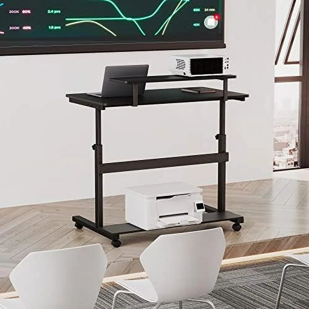 Height Adjustable Standing Desk with Monitor Shelf Black N89553