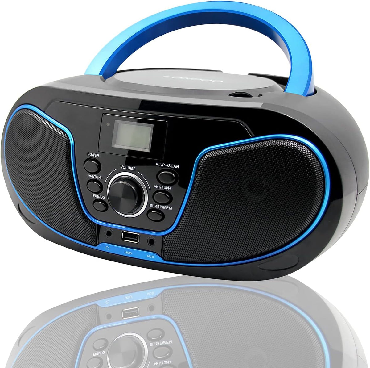 Stereo CD Boombox with Bluetooth, FM Radio, USB Playback, AUX Input, Pack of 2 I8762
