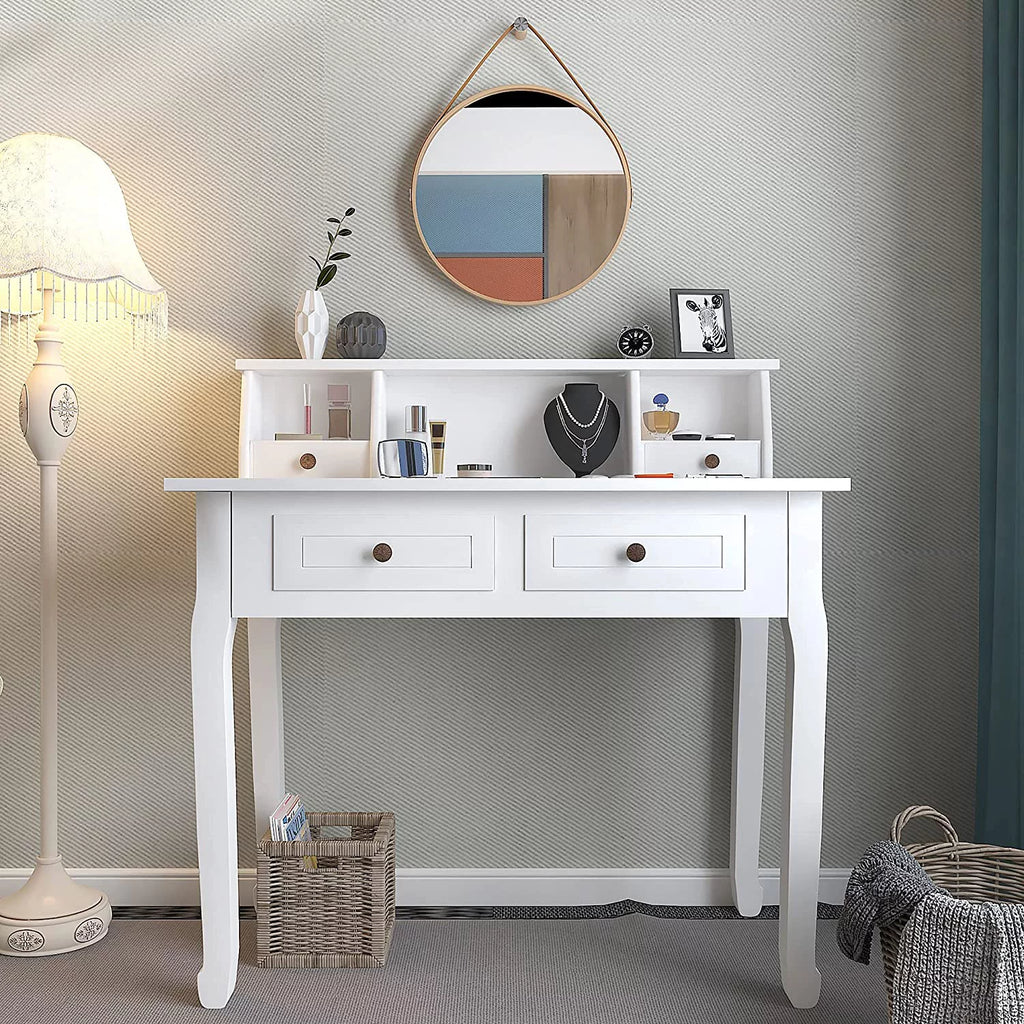 White 32 Inch Writing Desk with Storage Drawers S338508