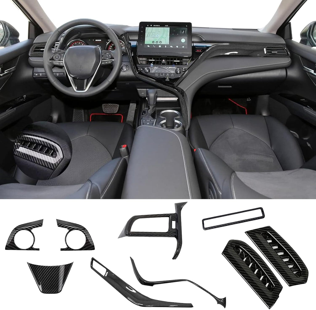 Carbon Fiber Black 10Pcs Car Interior Trim Set K452