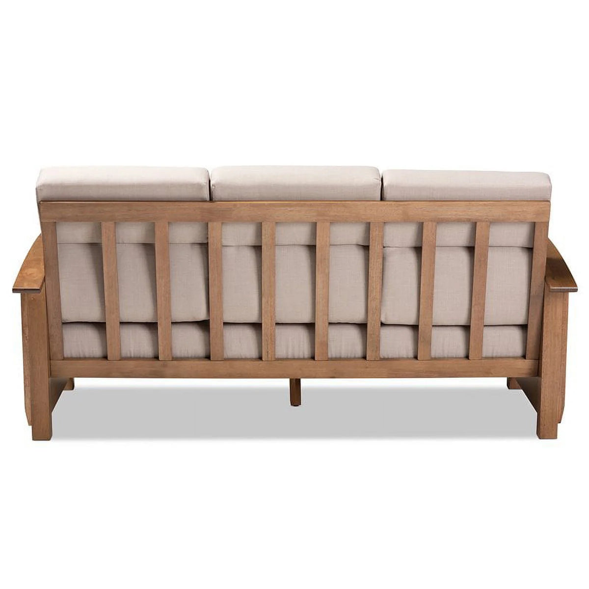 Modern Wood Fabric 3-Seater Sofa in Taupe Walnut Brown W249228