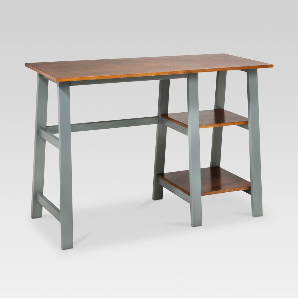 Trestle Wood Writing Desk with Storage E887159