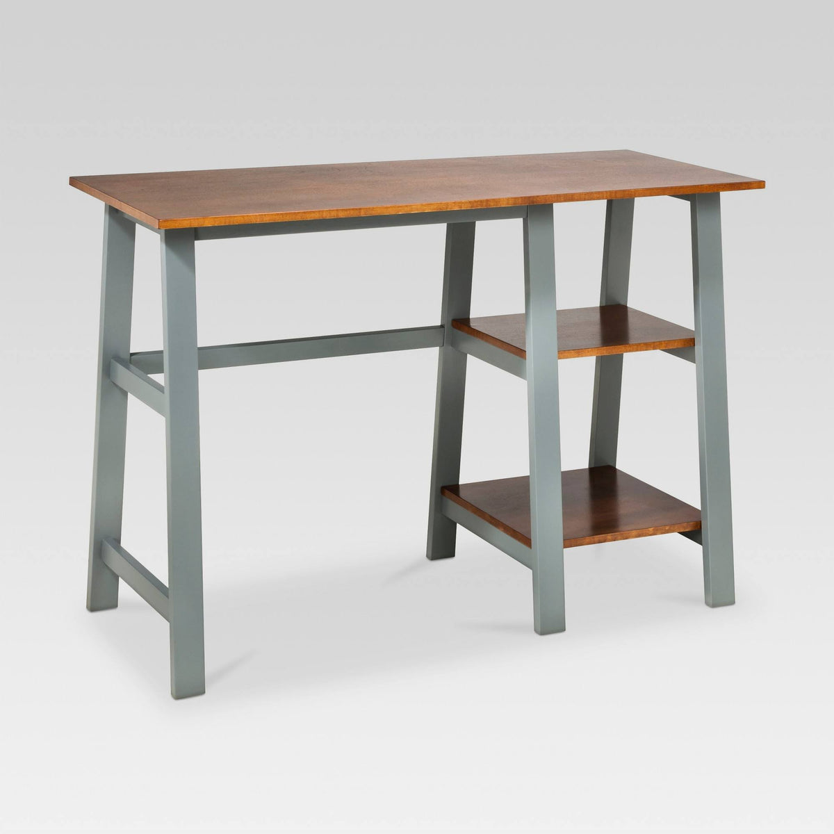 Trestle Wood Writing Desk with Storage E887159