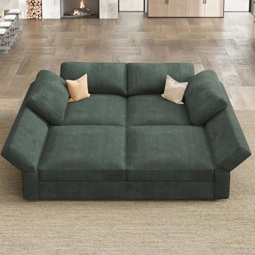 Beige Corduroy Modular Sectional Sofa with Storage X22288