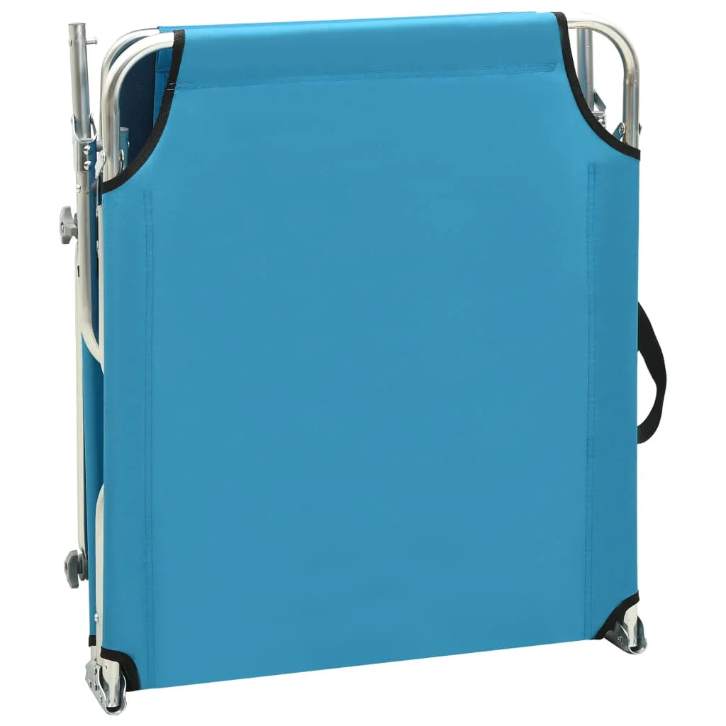 Folding Sun Lounger with Canopy Steel Turquoise and Blue W21926