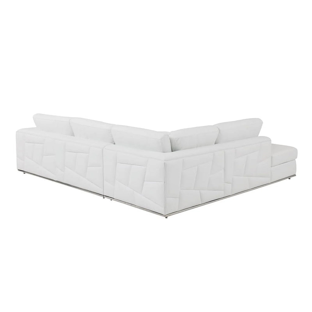 White Italian Top Grain Leather Sectional M3207