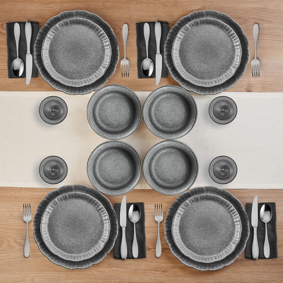12 Piece Gray Dinnerware Set H3828