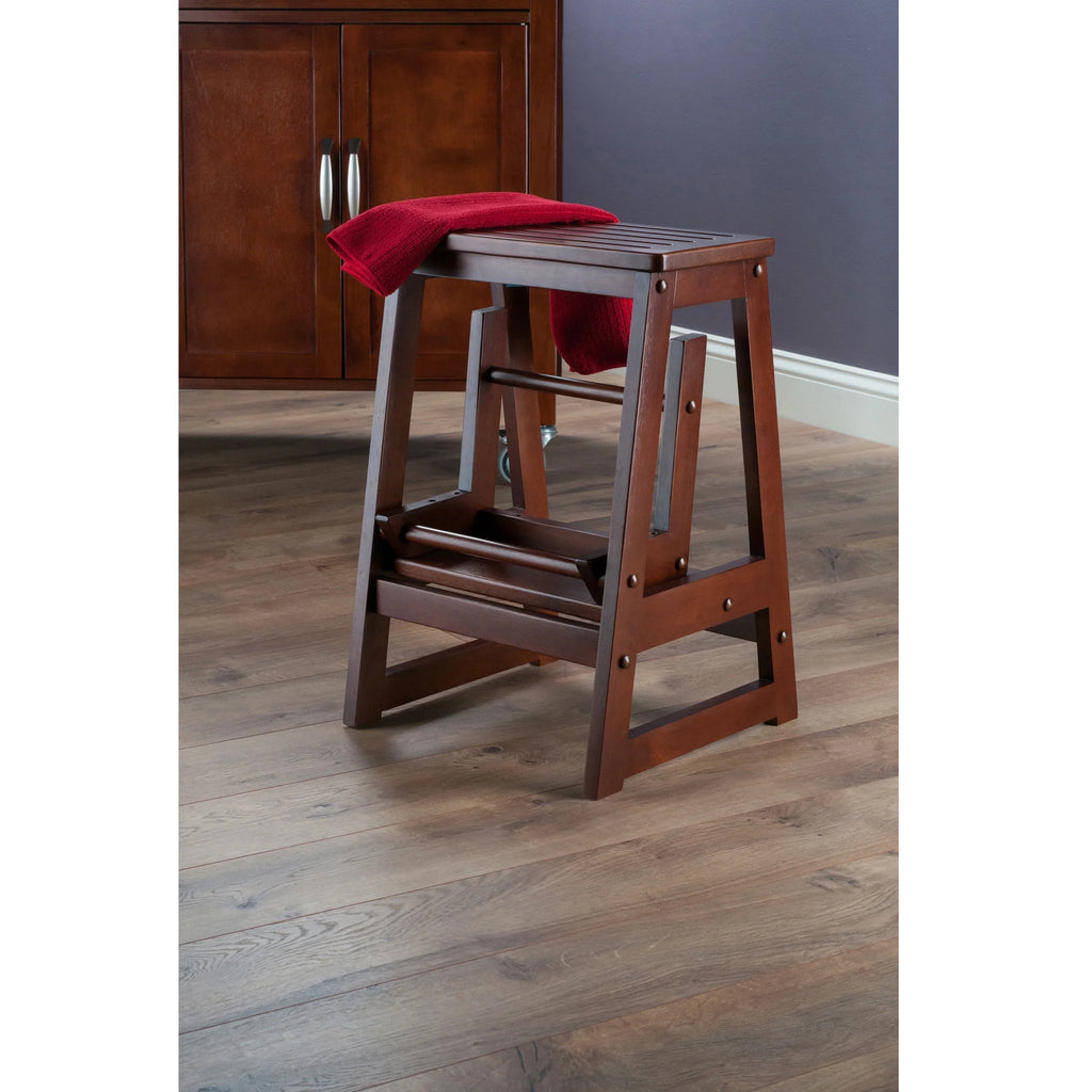 Walnut Finish Step Stool Q875853