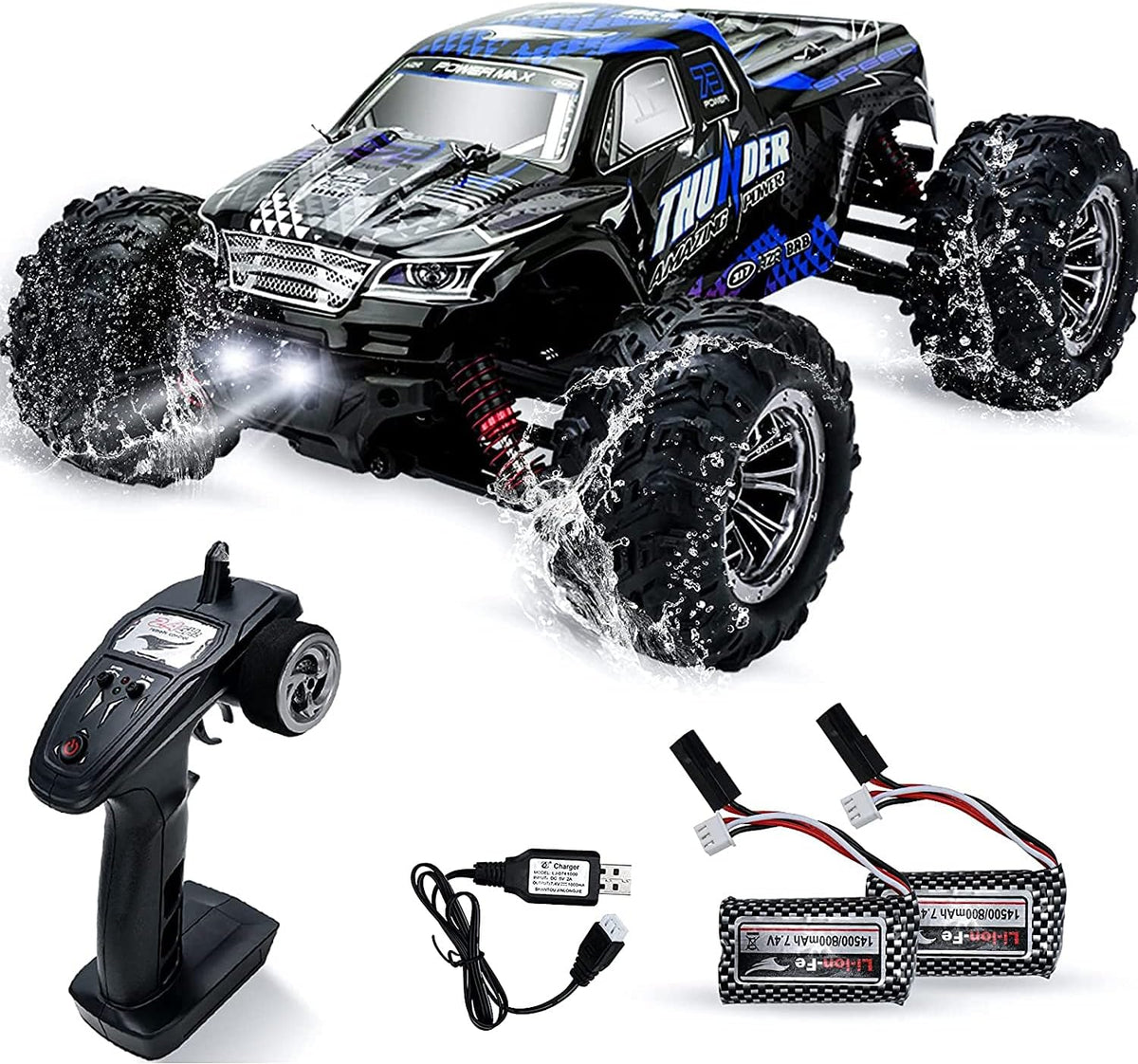 RC Military Truck Off-Road Remote Control Car 2.4Ghz 4WD 1:18 Scale Toy Vehicle Pack of 2 V171
