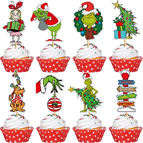 48Pcs Christmas Cupcake Toppers & Cake Decorations A194