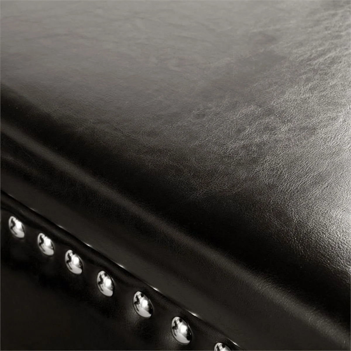 Espresso Faux Leather Storage Bench with Nailhead Trim Y512