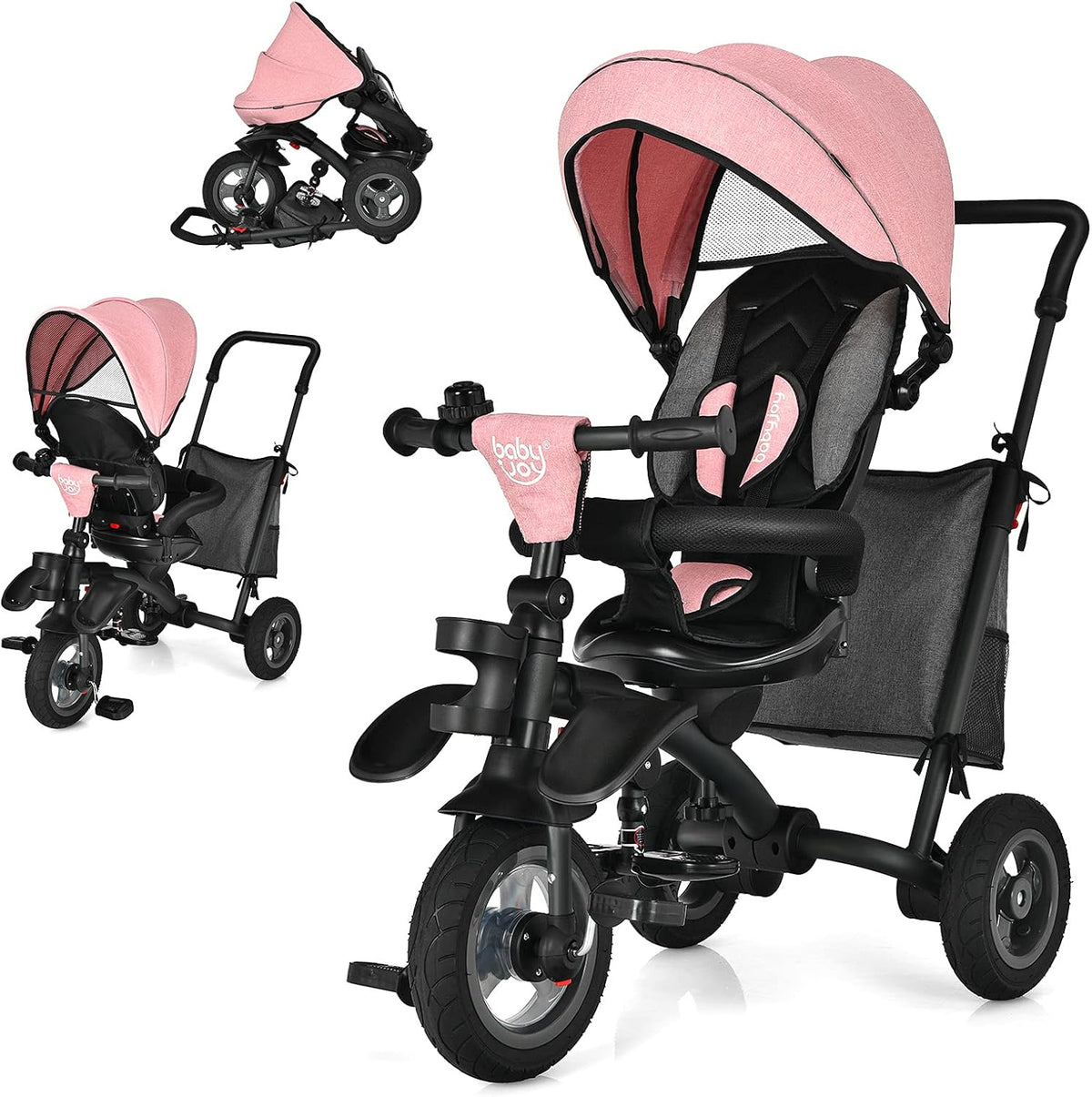 7 in 1 Folding Toddler Tricycle with Rotatable Seat (Blue) M2174