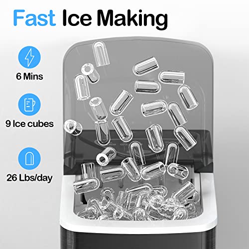 Black Countertop Ice Maker with Scoop and Basket E4863
