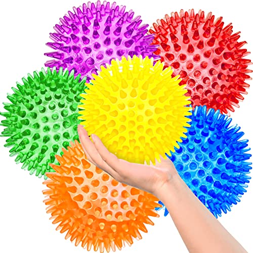 4.5'' Squeaky Dog Toy Balls, Spiky Dog Balls, Durable Puppy Chew Toys, BPA Free Non-Toxic (Purple) F327653