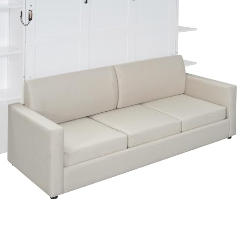 Queen Size Gray Murphy Bed with Sofa Cushion Y857752