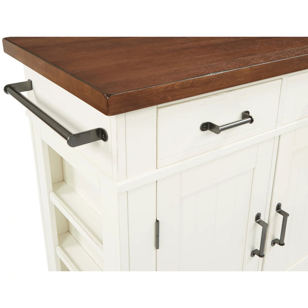 Black Kitchen Island with Vintage Oak Top Y5613