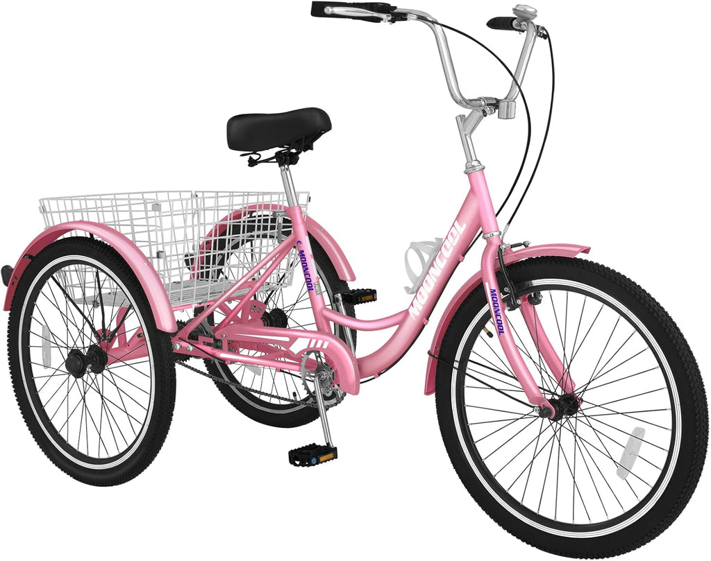 24 Inch Single Speed 3 Wheel Bicycle with Shopping Basket D875729
