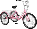 24 Inch Single Speed 3 Wheel Bicycle with Shopping Basket D875729