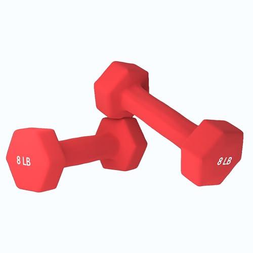Neoprene Coated Dumbbell Hand Weight Pairs, 2LB, 4LB, 6LB, 8LB Y216573