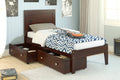 Twin Panel Bed with Dual Under Bed Drawers Cappuccino Finish W54203