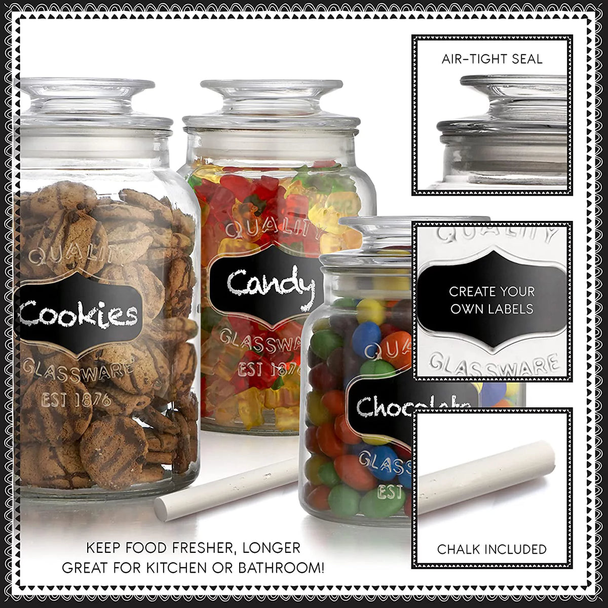 Clear Glass Food Storage Containers Set of 3 Q806