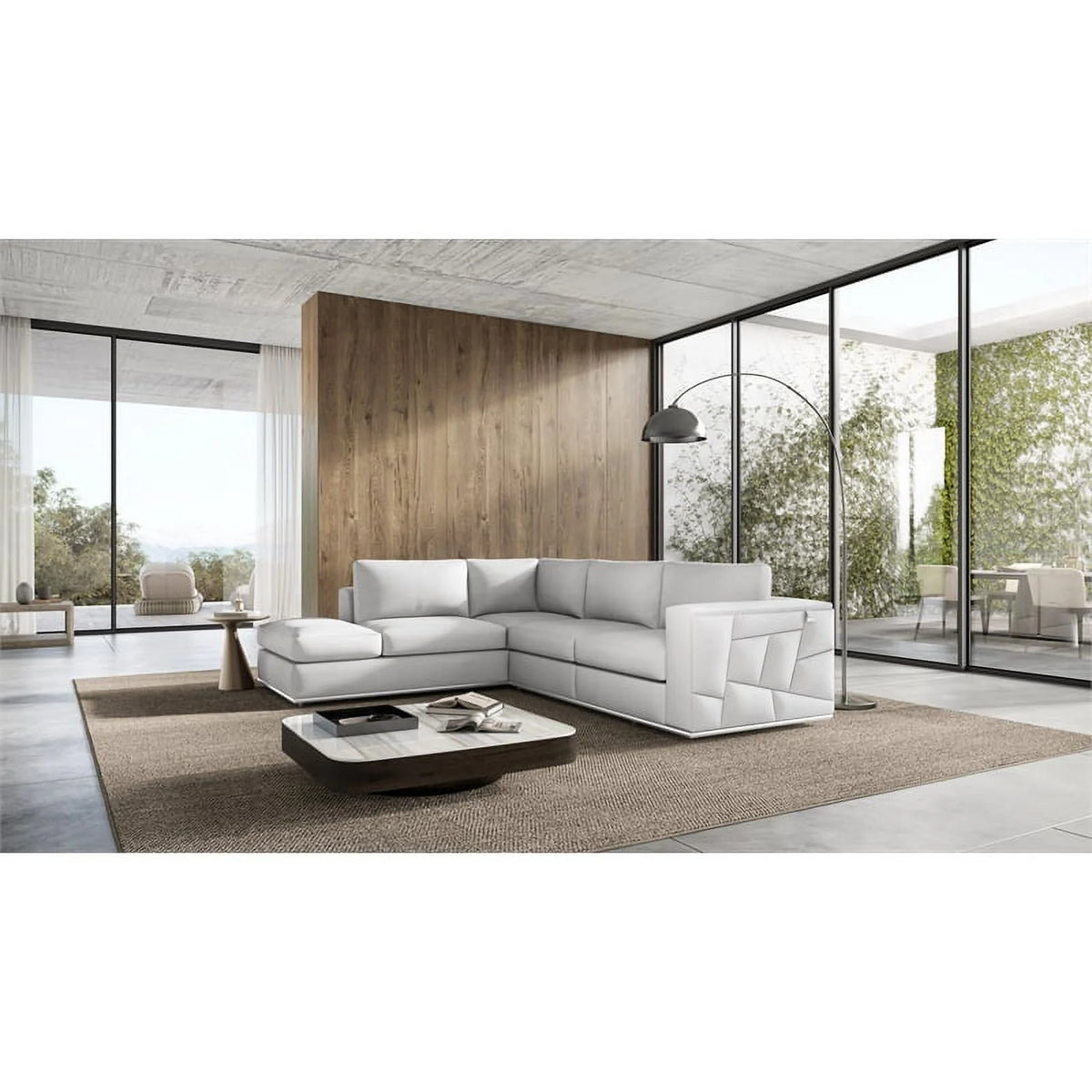 White Italian Top Grain Leather Sectional M3207