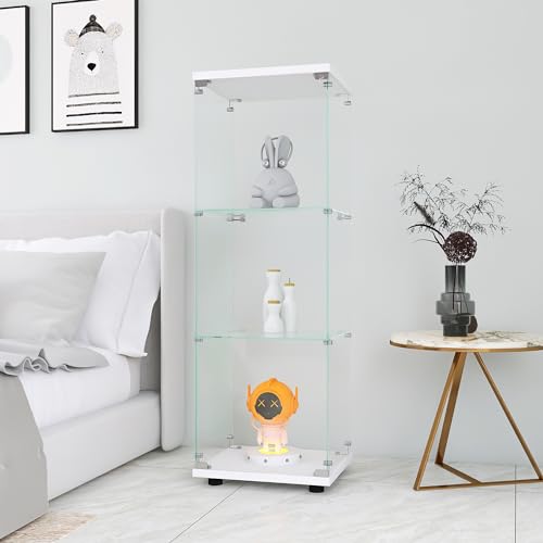 White 3 Shelves Glass Display Cabinet D7644